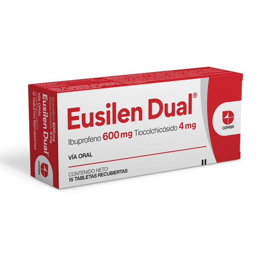 Ibuprofeno + Tiocolchicosido 600mg/4mg Eusilen Dual Cofasa Caja x 10 Tabletas